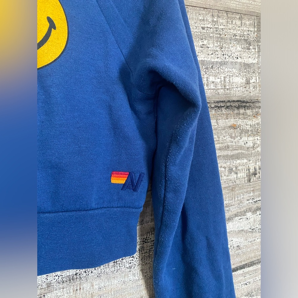 Aviator Nation Blue Smiley Face Cropped Sweatshirt & Joggers Set - Picture 5 of 9